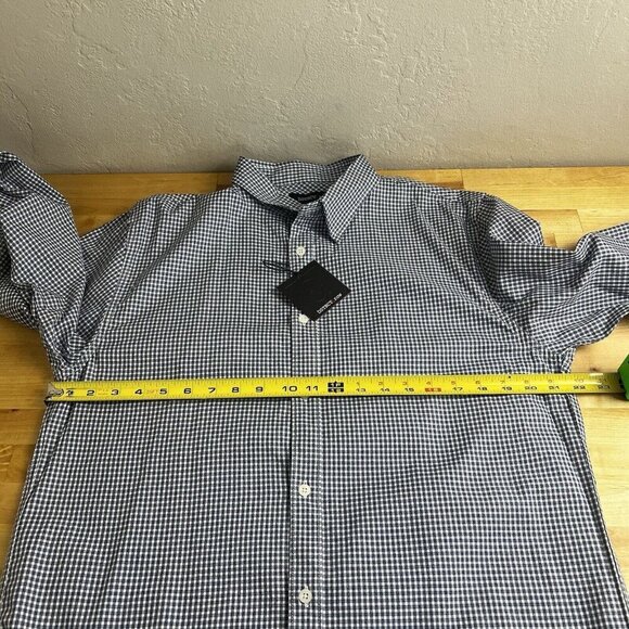 DSTRCT&Row Dress Shirt Long Sleeve White Blue Check Collared Size Medium NEW - Picture 9 of 10